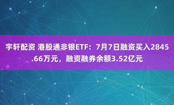 宇轩配资 港股通非银ETF：7月7日融资买入2845.66万元，融资融券余额3.52亿元